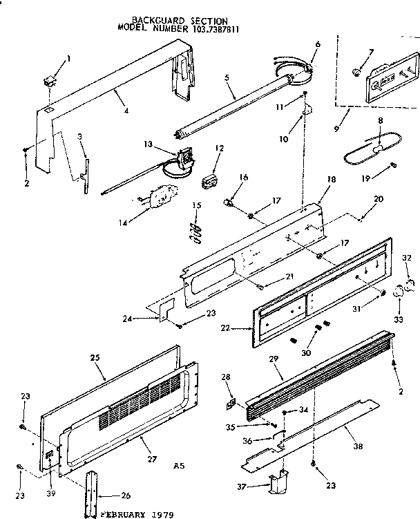 Kenmore 1037387811 backguard section diagram