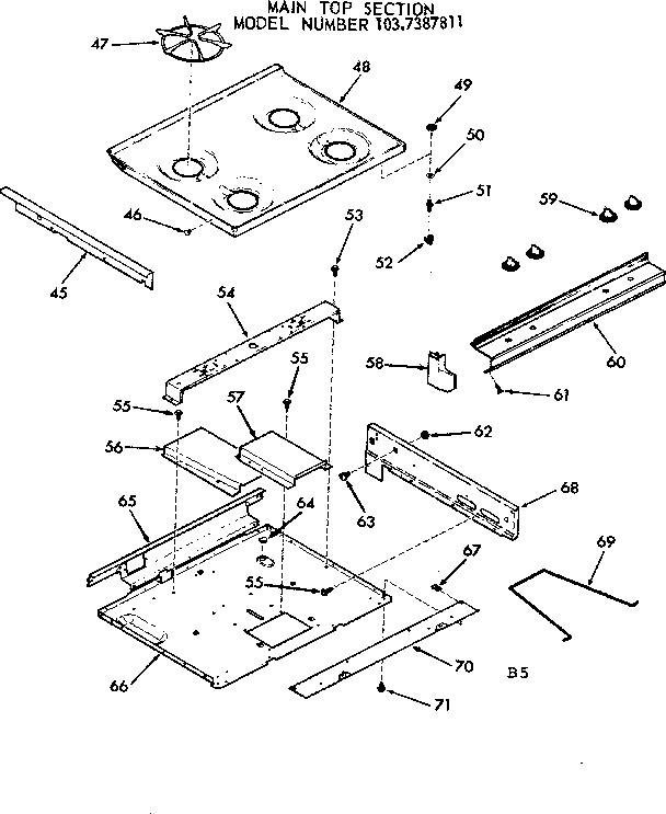 Kenmore 1037387811 main top section diagram