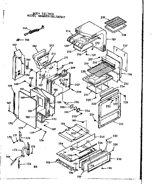 Kenmore 1037387811 body section diagram