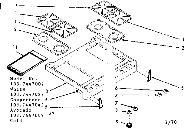 Kenmore 1037447002 main top section diagram