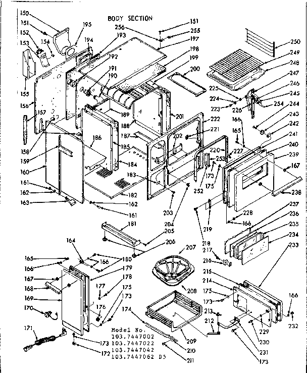 Kenmore 1037447002 body section diagram