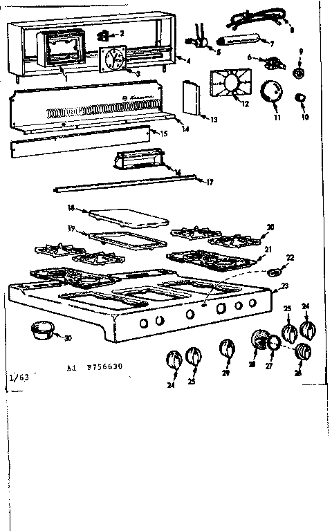 Kenmore 1037566304 backguard & maintop diagram
