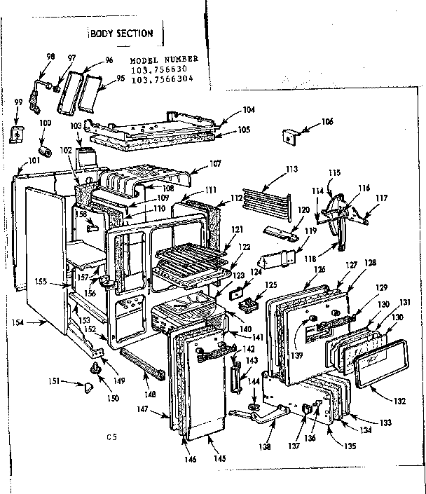Kenmore 1037566304 body section diagram
