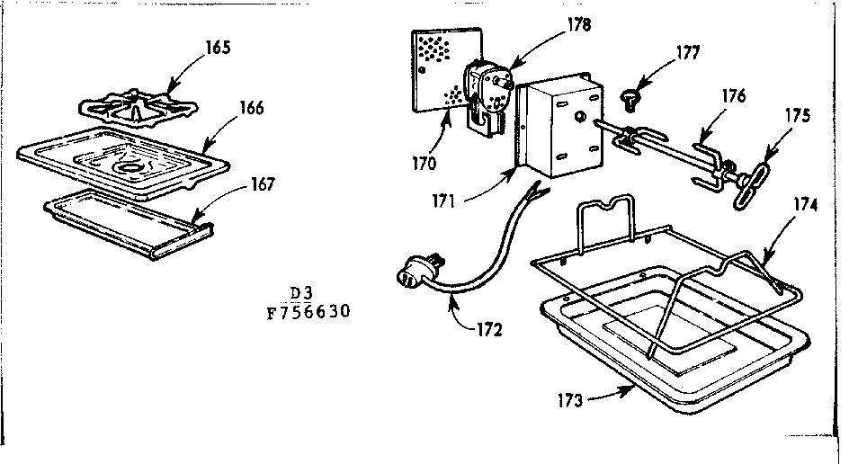 Kenmore 1037566304 fifth burner & oven rotisserie diagram