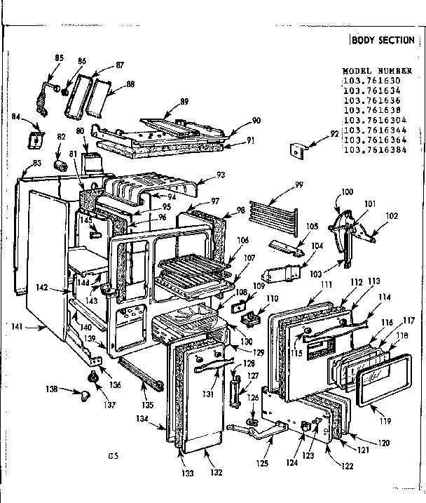 Kenmore 103761634 body section diagram