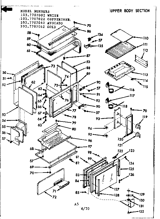 Kenmore 1037707022 upper body section diagram