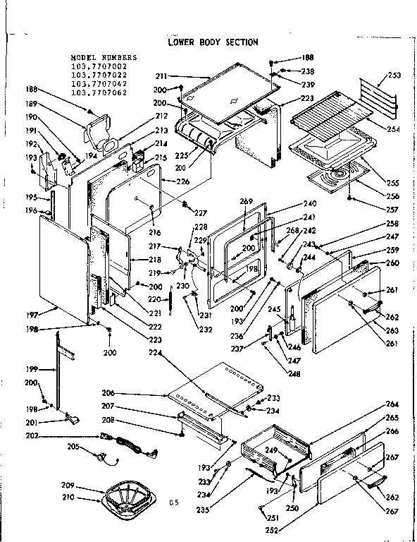 Kenmore 1037707022 lower body section diagram