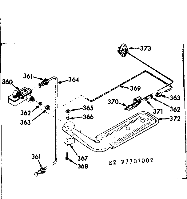 Kenmore 1037707022 upper oven burner section diagram