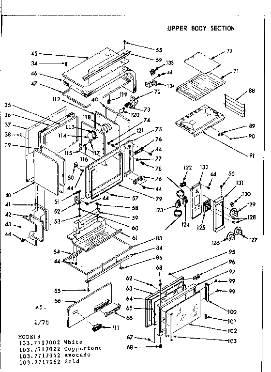 Kenmore 1037717022 upper body section diagram