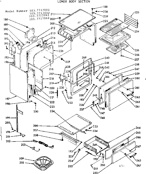 Kenmore 1037717022 lower body section diagram