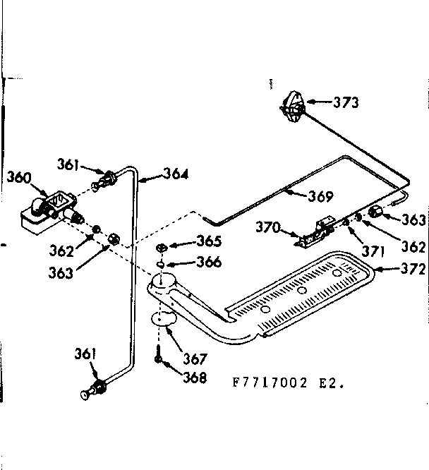 Kenmore 1037717022 upper oven burner section diagram