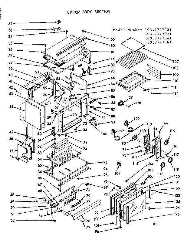 Kenmore 1037727061 upper body section diagram
