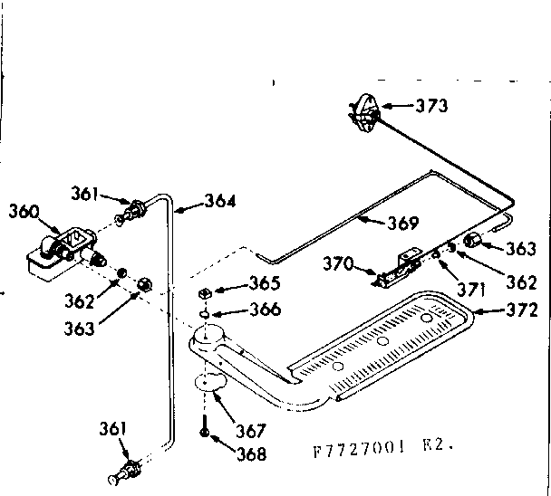 Kenmore 1037727061 upper oven burner section diagram