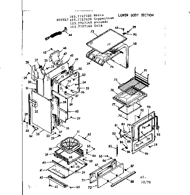 Kenmore 1037727120 lower body section diagram