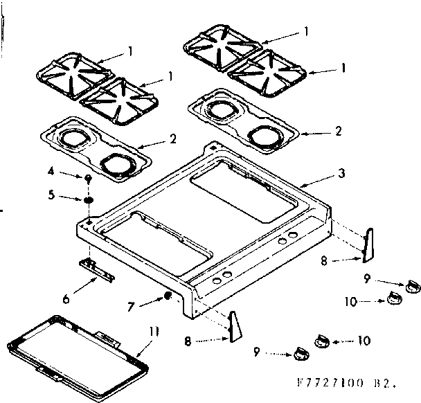 Kenmore 1037727120 main top section diagram
