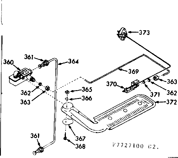 Kenmore 1037727120 upper oven burner section diagram