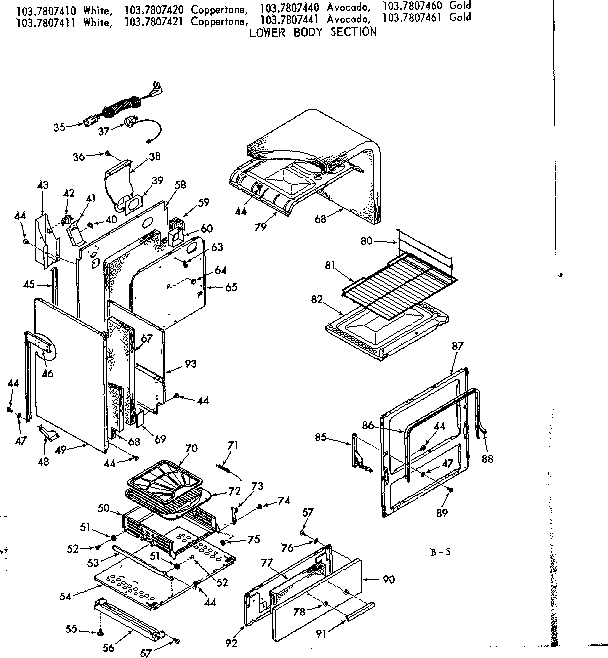 Kenmore 1037807420 lower body section diagram