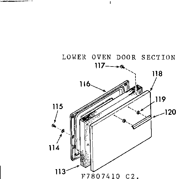 Kenmore 1037807420 lower oven door section diagram