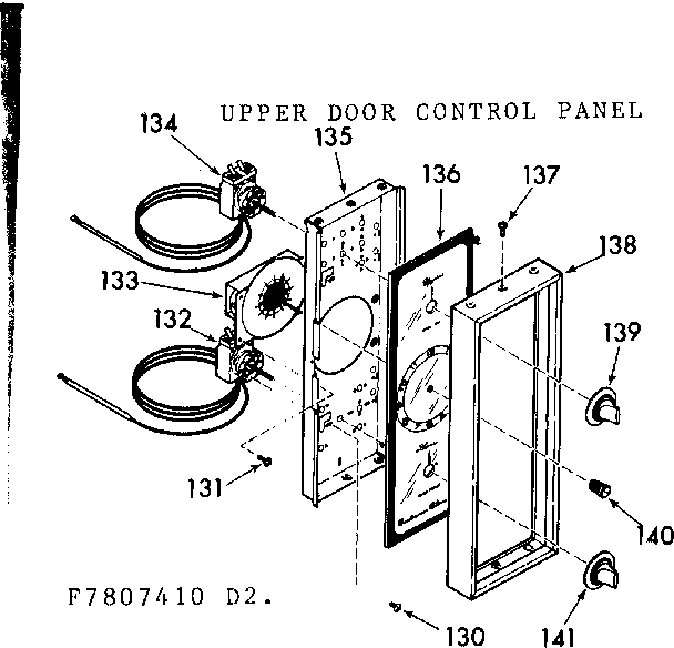 Kenmore 1037807420 upper oven control panel diagram