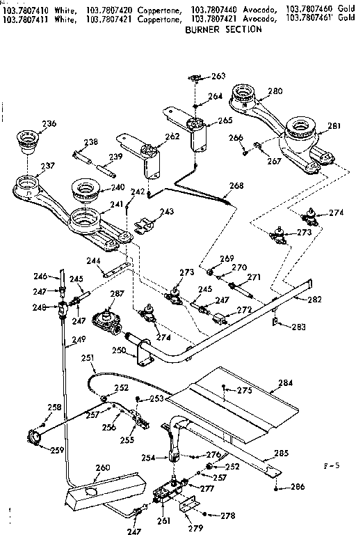 Kenmore 1037807420 burner section diagram