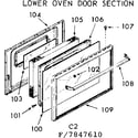 Kenmore 1037847660 lower oven door section diagram
