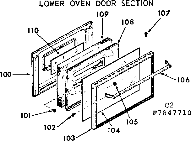 Kenmore 1037847710 lower oven door section diagram