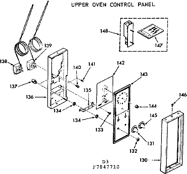 Kenmore 1037847710 upper oven control panel diagram