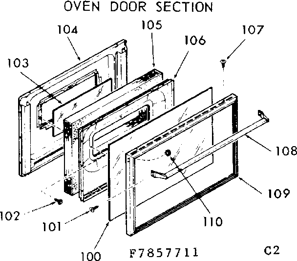 Kenmore 1037857711 oven door section diagram