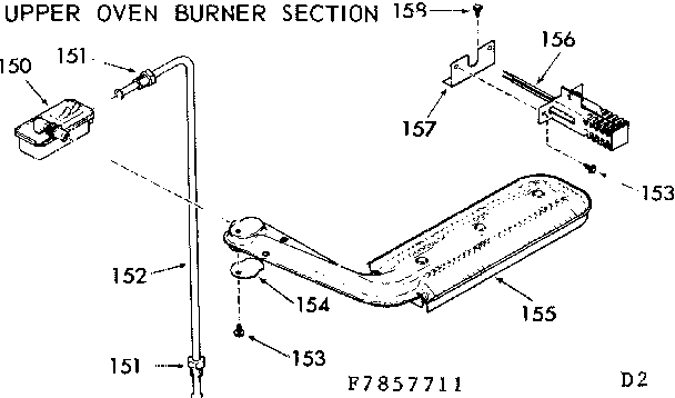 Kenmore 1037857711 upper oven burner section diagram