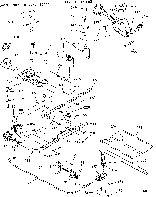 Kenmore 1037857711 burner section diagram