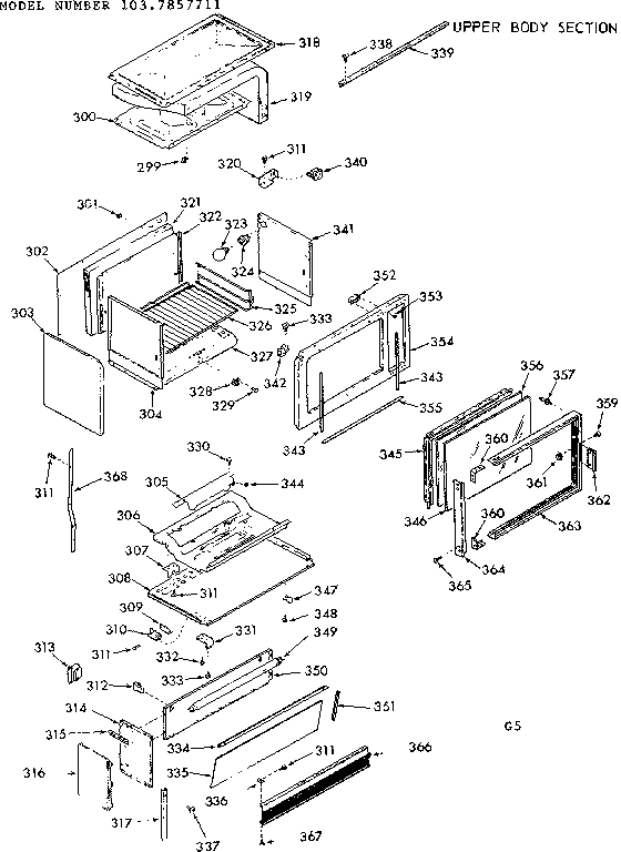 Kenmore 1037857711 upper body section diagram