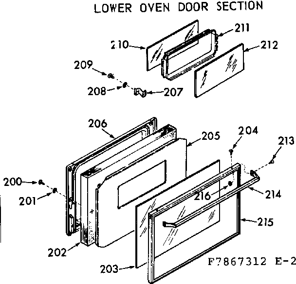 Kenmore 1037867313 lower oven door section diagram