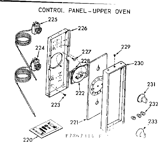 Kenmore 1037867324 control panel, upper oven diagram