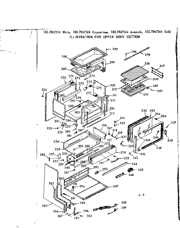 Kenmore 1037867324 upper body section diagram