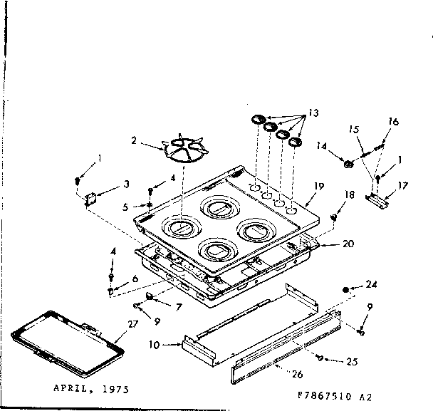 Kenmore 1037867520 main top section diagram