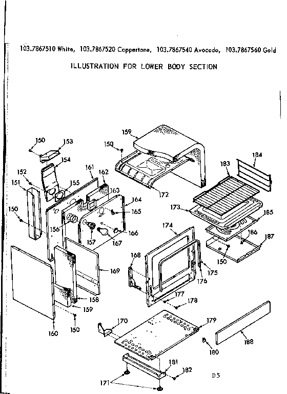Kenmore 1037867520 lower body section diagram