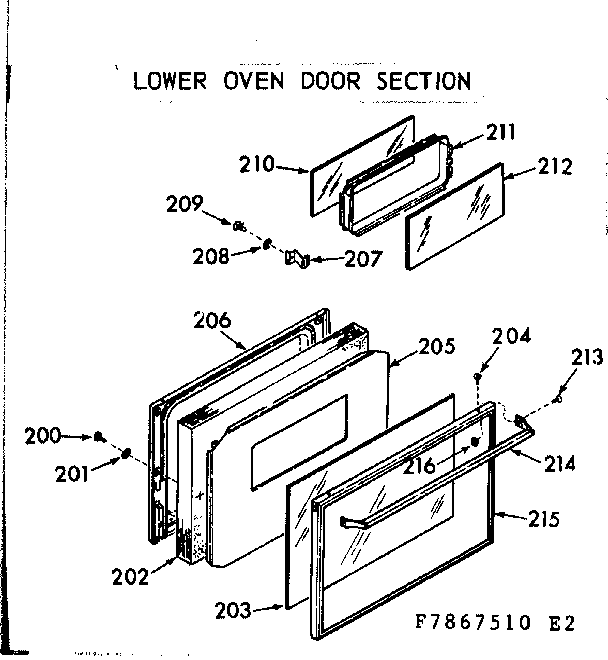Kenmore 1037867520 lower oven door section diagram