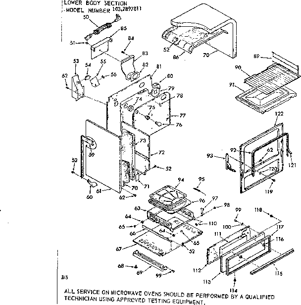 Kenmore 1037897811 lower body section diagram