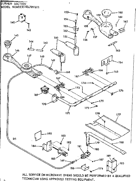 Kenmore 1037897811 burner section diagram