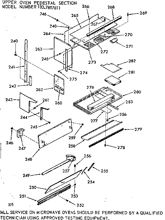 Kenmore 1037897811 upper oven pedestal section diagram