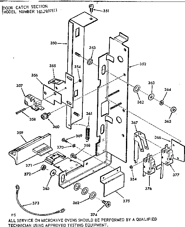 Kenmore 1037897811 door catch section diagram