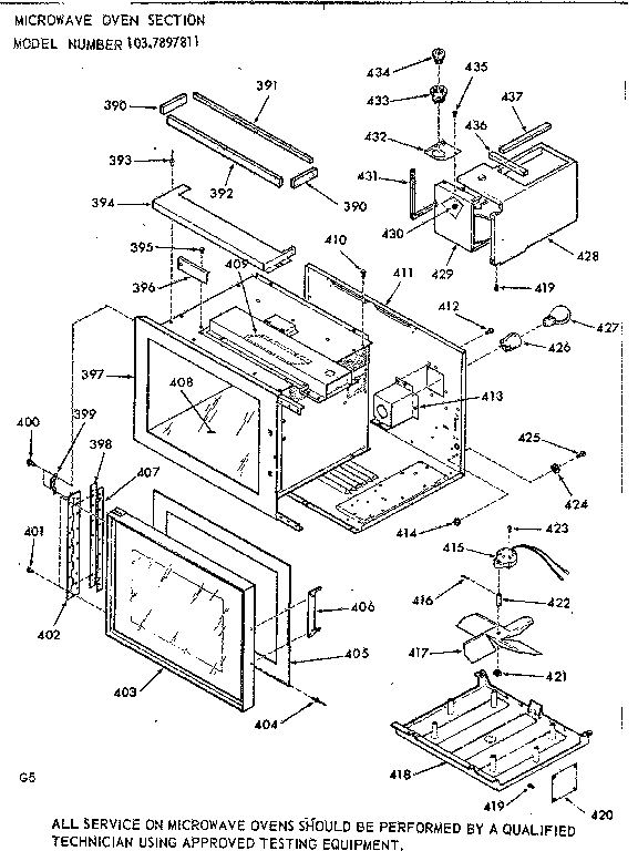 Kenmore 1037897811 microwave oven section diagram