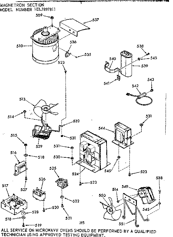 Kenmore 1037897811 magnetron section diagram