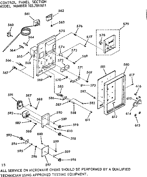 Kenmore 1037897811 control panel section diagram