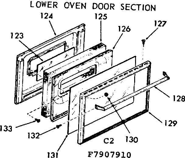 Kenmore 1037907910 lower oven door section diagram