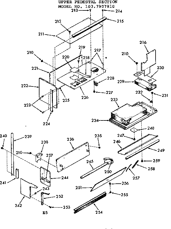 Kenmore 1037907910 upper oven pedestal section diagram