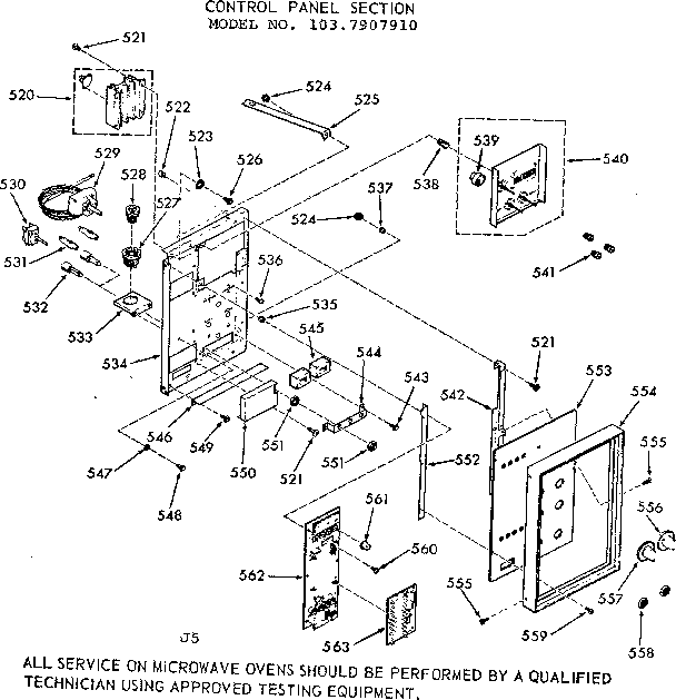 Kenmore 1037907910 control panel section diagram