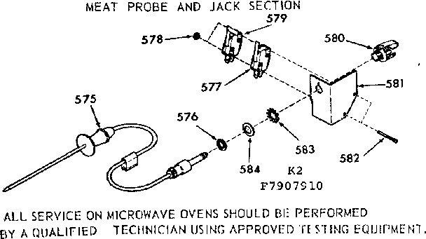 Kenmore 1037907910 meat probe and jack section diagram