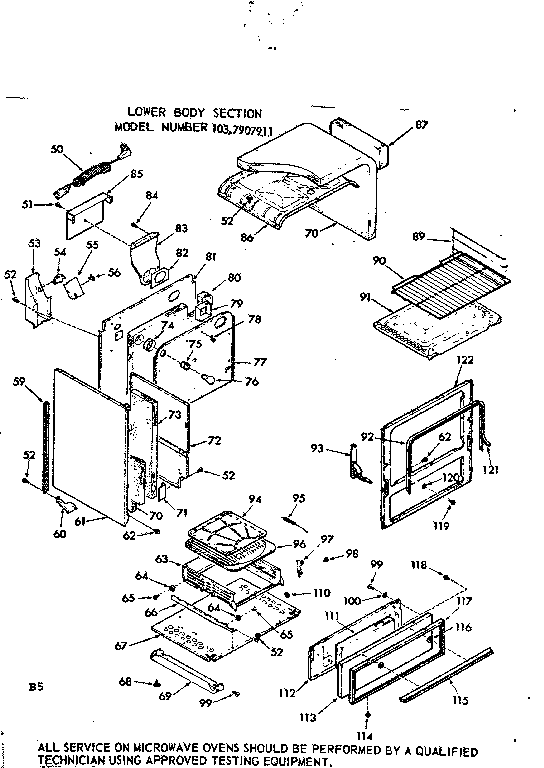 Kenmore 1037907911 lower body section diagram