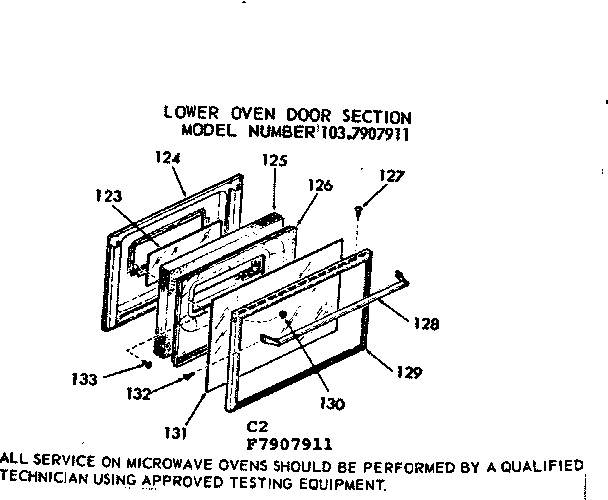 Kenmore 1037907911 lower oven door section diagram